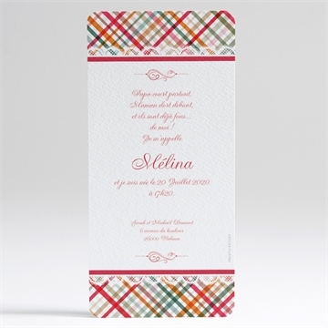 Faire-part naissance motifs rayés - Dos du faire-part