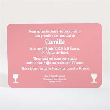 Faire-part communion beauté naturelle - Dos du faire-part