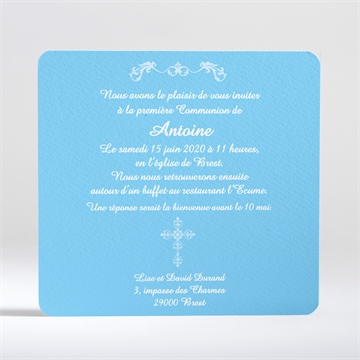 Faire-part communion moderne et doux - Dos du faire-part