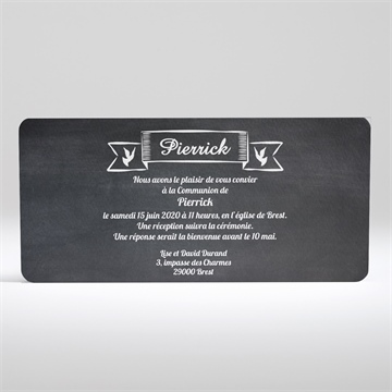 Faire-part communion a la craie - Dos du faire-part