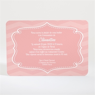 Faire-part communion petite photo de sa frimousse - Dos du faire-part