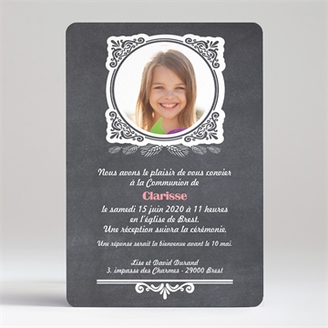 Faire-part communion etape chrétienne - Dos du faire-part