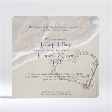 Faire-part mariage dans le sable - Dos du faire-part