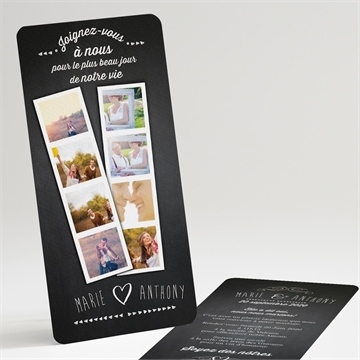 Faire-part mariage photomaton et ardoise
