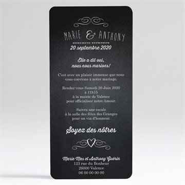 Faire-part mariage photomaton et ardoise - Dos du faire-part