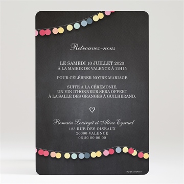 Faire-part mariage ardoise créative - Dos du faire-part