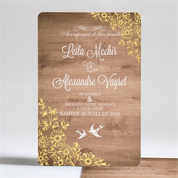 Faire-part mariage fond en bois