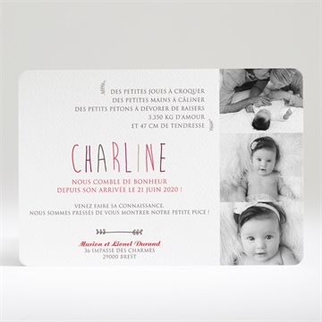 Faire-part naissance joli texte et 3 photos