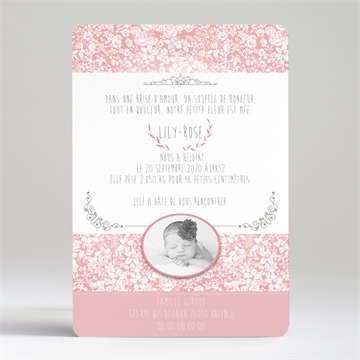 Faire-part naissance photo dans sa couronne - Dos du faire-part