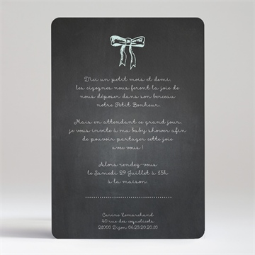 Faire-part baby shower baby shower original ardoise - Dos du faire-part