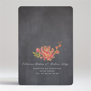 Faire-part mariage ardoise romantique - Dos du faire-part