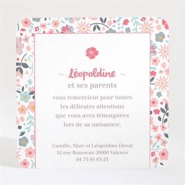 Remerciement naissance fleurs et liberty