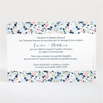 Faire-part mariage liberty chic - Dos du faire-part