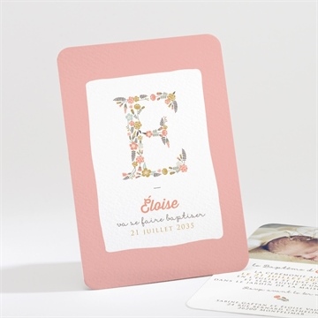 Faire-part de baptême initiales à motifs