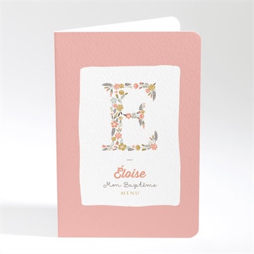 Menu baptême initiales à motifs