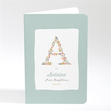 Menu baptême alphabet original