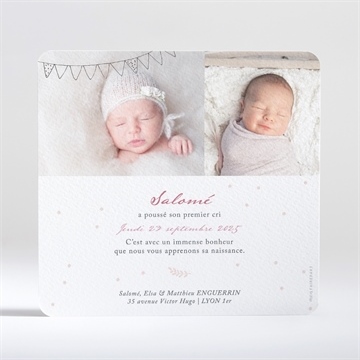 Faire-part naissance sur un fil - Dos du faire-part