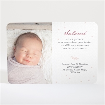 Remerciement naissance sur un fil - Dos de la carte