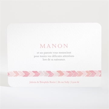 Remerciement naissance motifs chevrons photo - Dos de la carte