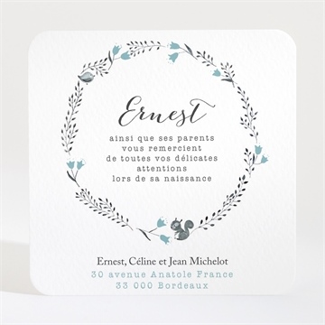 Remerciement naissance dans sa couronne - Dos de la carte