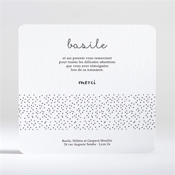 Remerciement naissance pois graphiques - Dos de la carte
