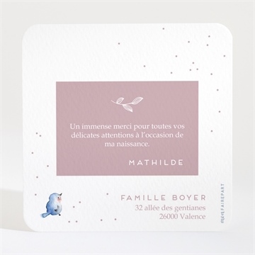 Remerciement naissance mon petit oiseau - Dos du carton