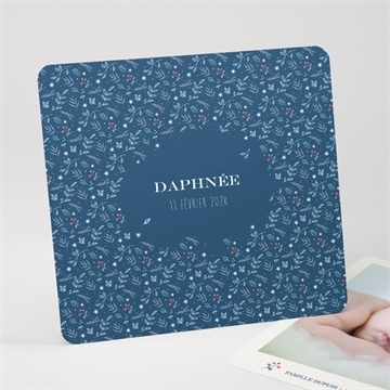 Faire-part naissance fleurs et flocons