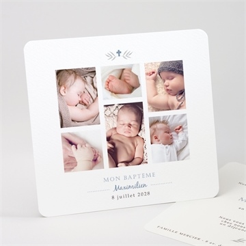 Faire-part de baptême mosaïque de photos