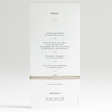 Menu mariage médaillon - Dos du menu