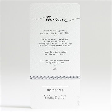 Menu mariage liés pour toujours - Dos du menu