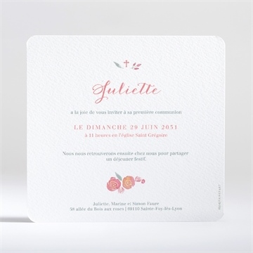 Faire-part communion couronne aquarelle - Dos du faire-part