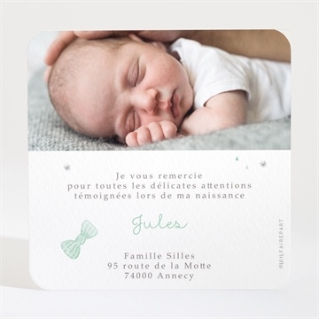 Remerciement naissance mon petit chat - Dos de la carte