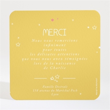 Remerciement naissance en jaune toute! - Dos de la carte