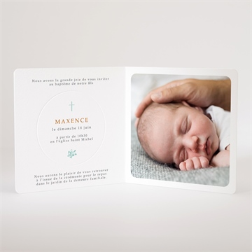 Faire-part de baptême gravure en rond - Intérieur du faire-part