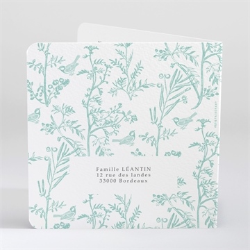 Faire-part de baptême gravure en rond - Dos du faire-part