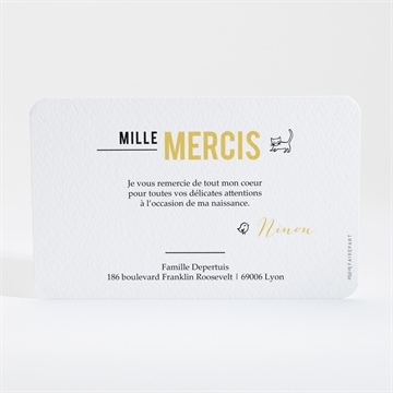 Remerciement naissance animaux graphiques - Dos de la carte