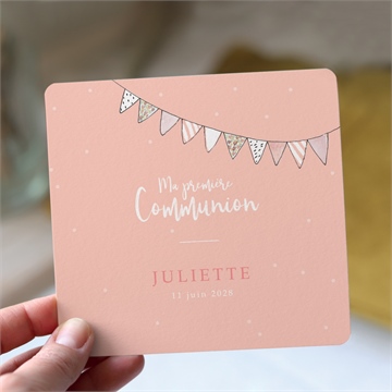 Faire-part communion banderoles de fanions