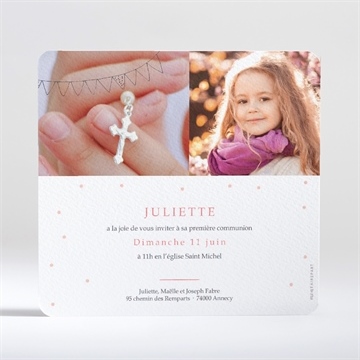 Faire-part communion banderoles de fanions - Dos du faire-part