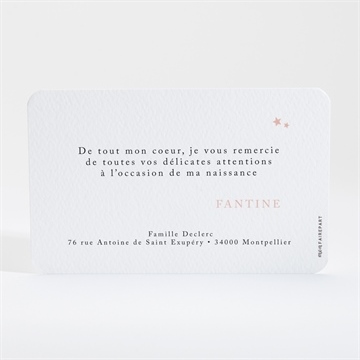 Remerciement naissance bienvenue ! - Dos de la carte