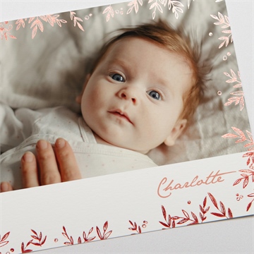 Faire-part naissance végétation copper - Détail du faire-part