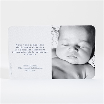 Remerciement naissance feuillage et poésie - Dos de la carte