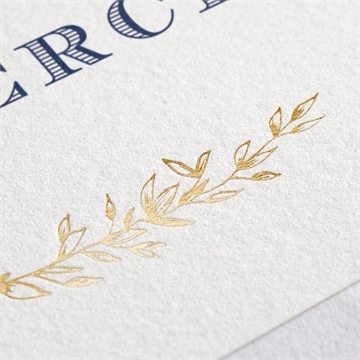 Remerciement naissance feuillage et poésie - Marquage à chaud OR