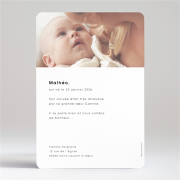 Faire-part naissance absolu moderne - Dos du faire-part