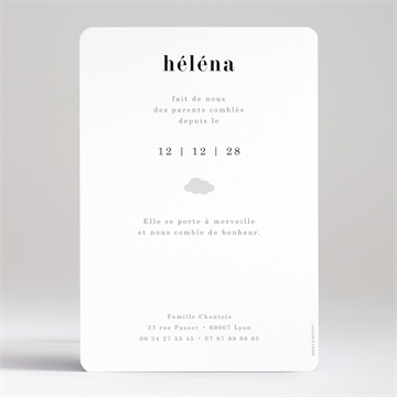 Faire-part naissance double jeu - Dos du faire-part