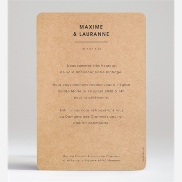 Faire-part mariage amour ! - Dos du faire-part