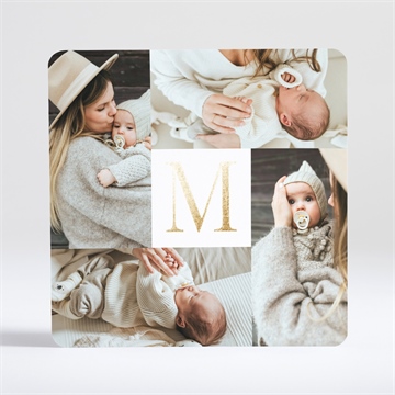 Faire-part naissance initiale en patchwork