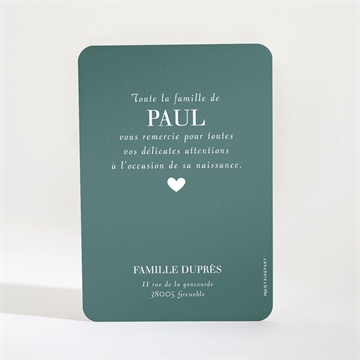 Remerciement naissance petit amour - Dos de la carte