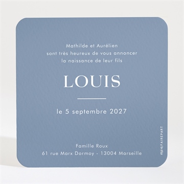 Faire-part naissance moderne et tendance - Dos du faire-part