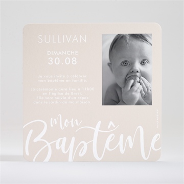 Faire-part de baptême lettre de cuivre - Dos du faire-part