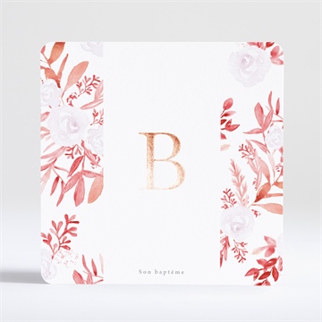 Faire-part de baptême initiale en cuivre végétal